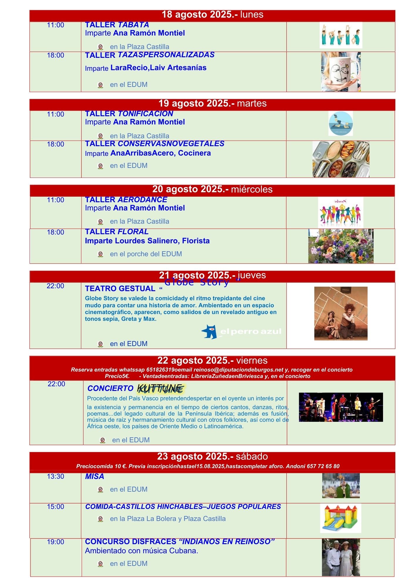 Programa actividades agosto 2025 REINOSO