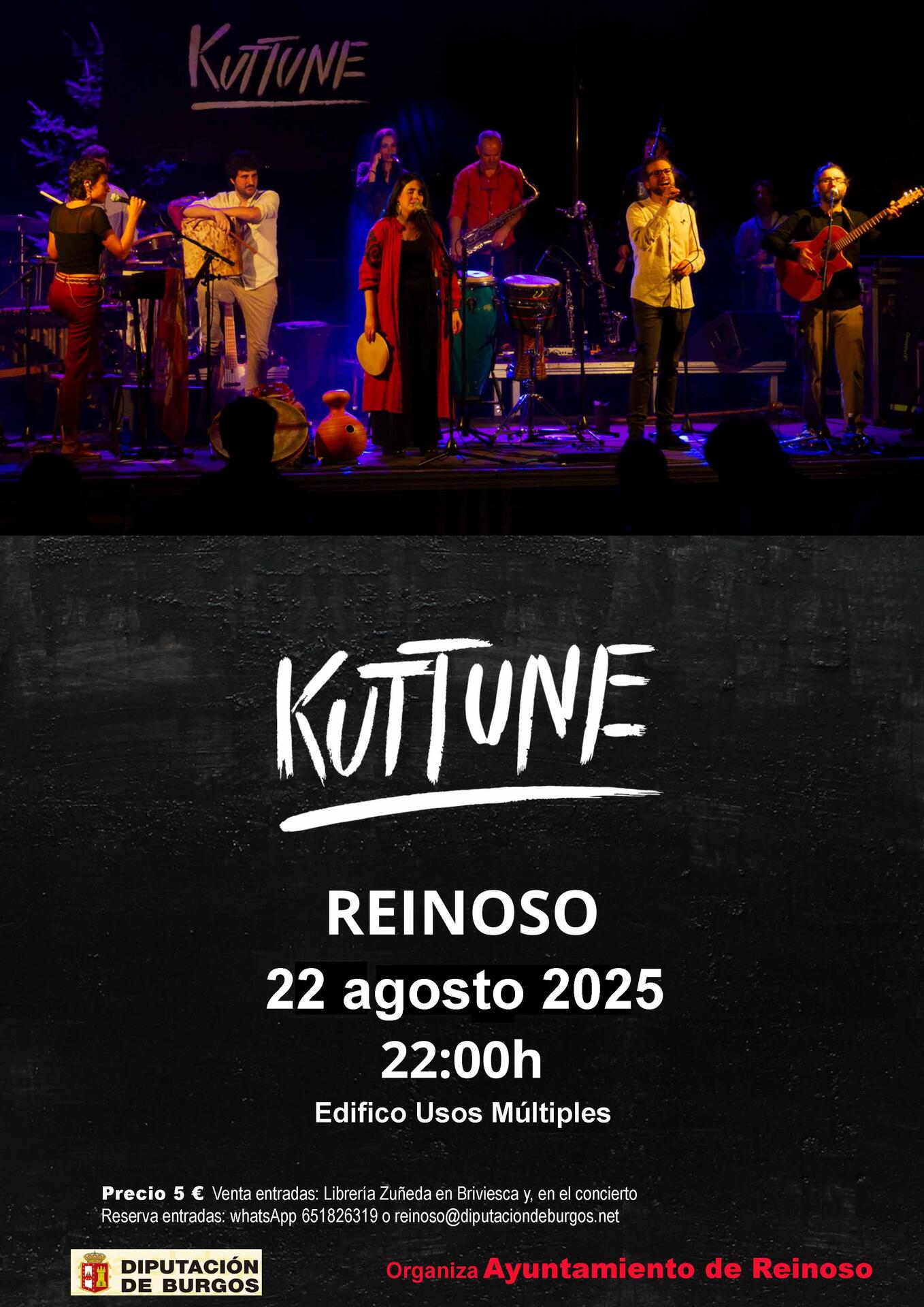 Concierto Kuttune viernes 22 agosto 2025, 22 horas EDUM