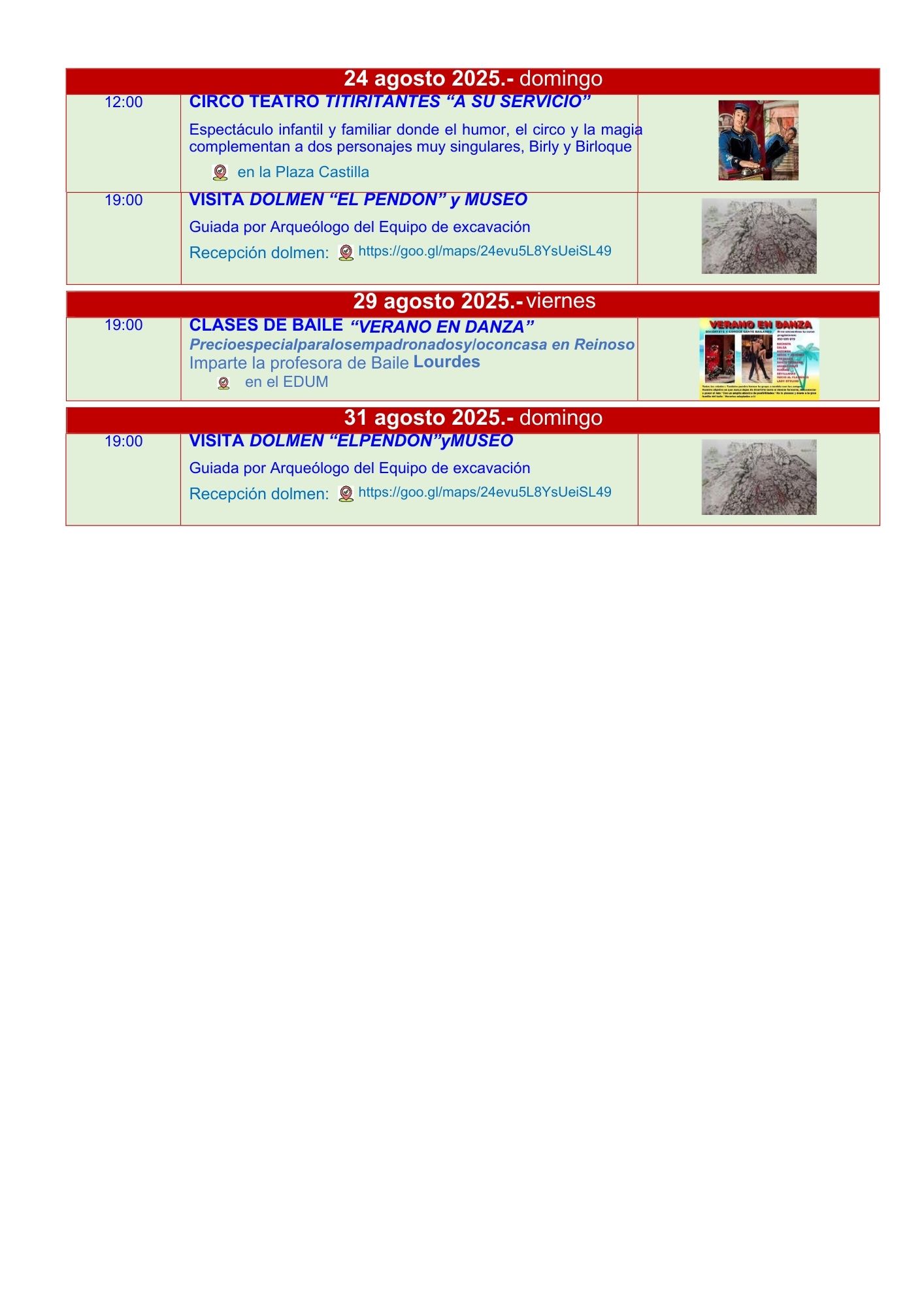 Programa actividades agosto 2025 REINOSO